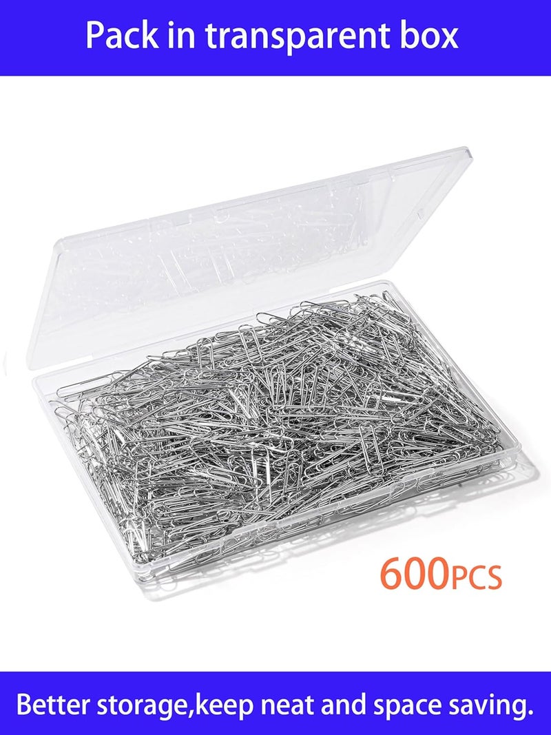 Bflaae Paper Clips, 600 Pcs Paperclips Premium Medium Paper Clip, 1-2/7" Silver School Office Supplies Heavy Duty, Ideal for Bookmark(Silver) - Image 5